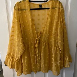 Mustard Swiss dot 3/4 sleeve shein top size 3x never worn